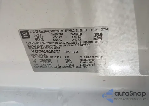 2014 Chevrolet Silverado 1500 1Lt from USA, damaged, VIN 3GCPCREC1EG382930